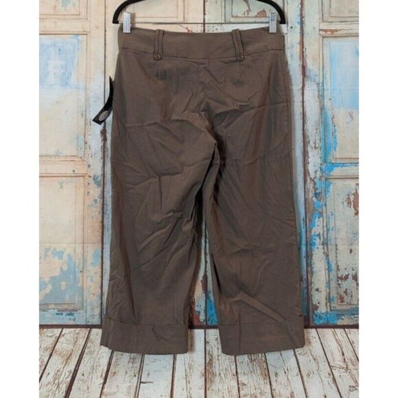 First Option Womens Size 6 Brown Flat Front Regular Fit Straight Leg Capri Pants - Picture 3 of 8